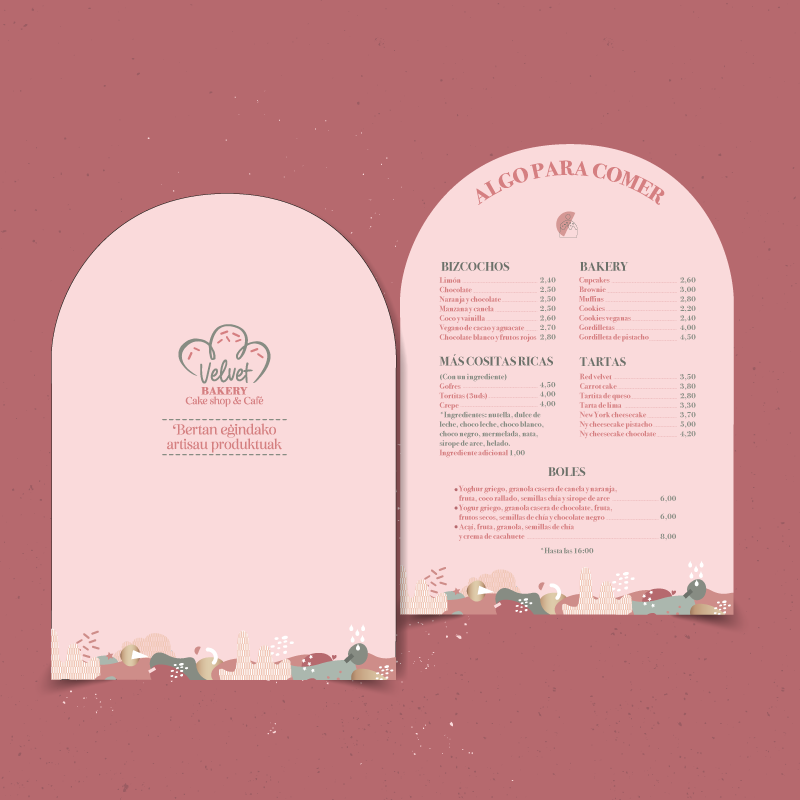 Carta mockup Velve Bakery Vitoria