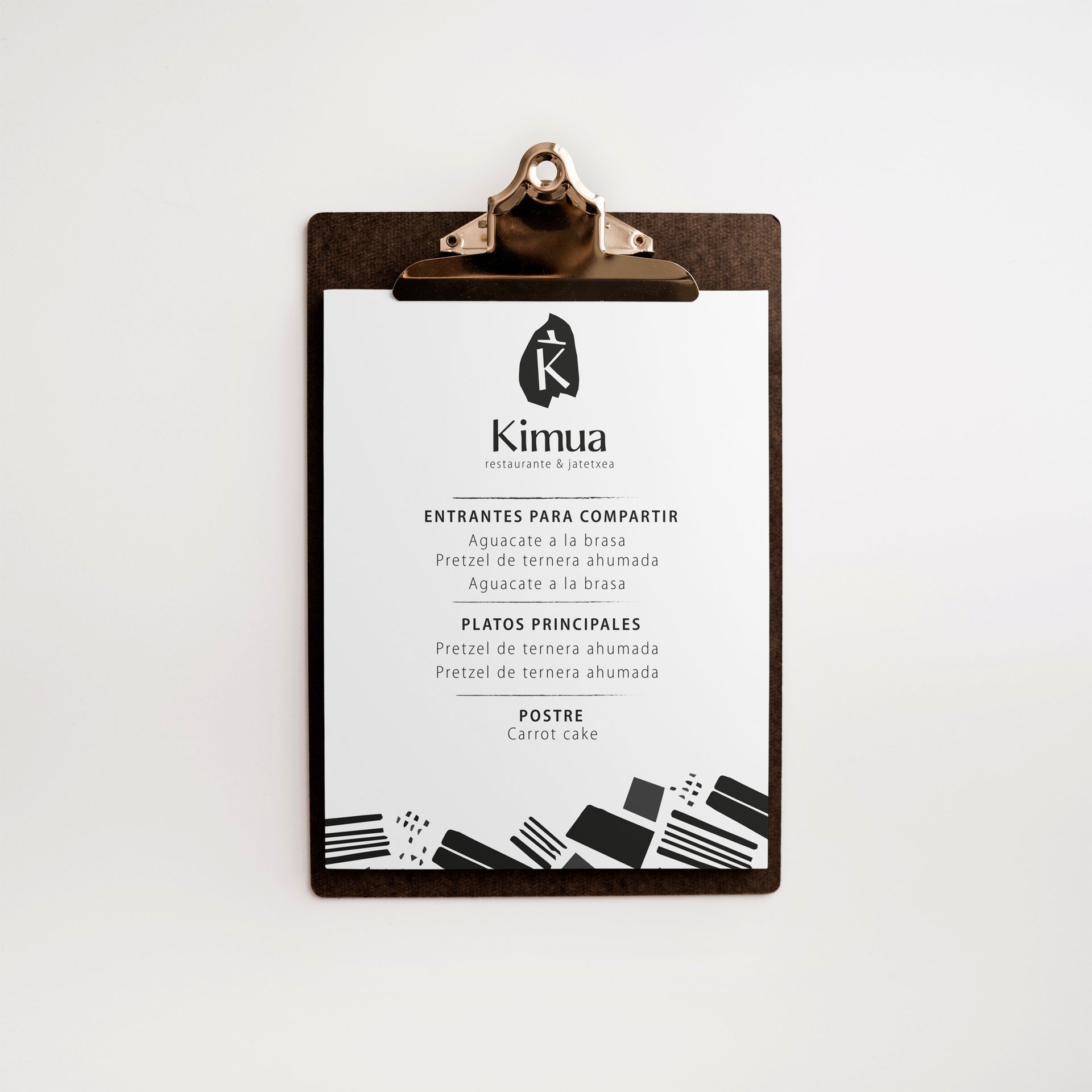 Diseño de la carta de Kimua restaurante